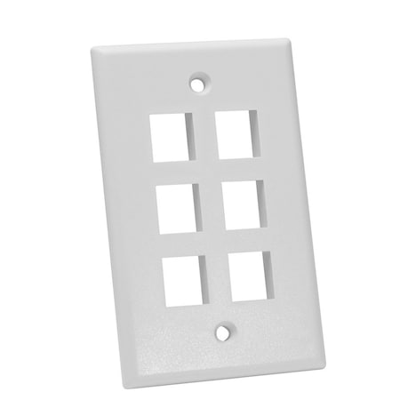 Quest Technology International Keystone Wall Plate, Single-Gang - 6 Ports, White NFP-1068